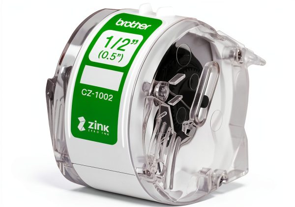 Brother CZ-1002 White 12mm x 16.4ft ZINK Label Roll for VC-500W-3