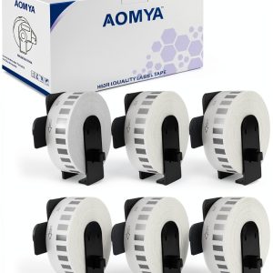 Aomya DK-2214 Continuous Paper Labels 12mm x 30.48m 6 Pack Brother QL-0
